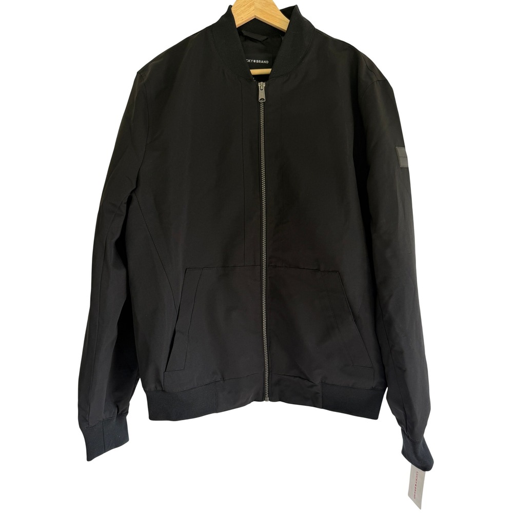 Lucky Brand Mens Black Full Zip Bomber Jacket K23592 Size Medium NWT